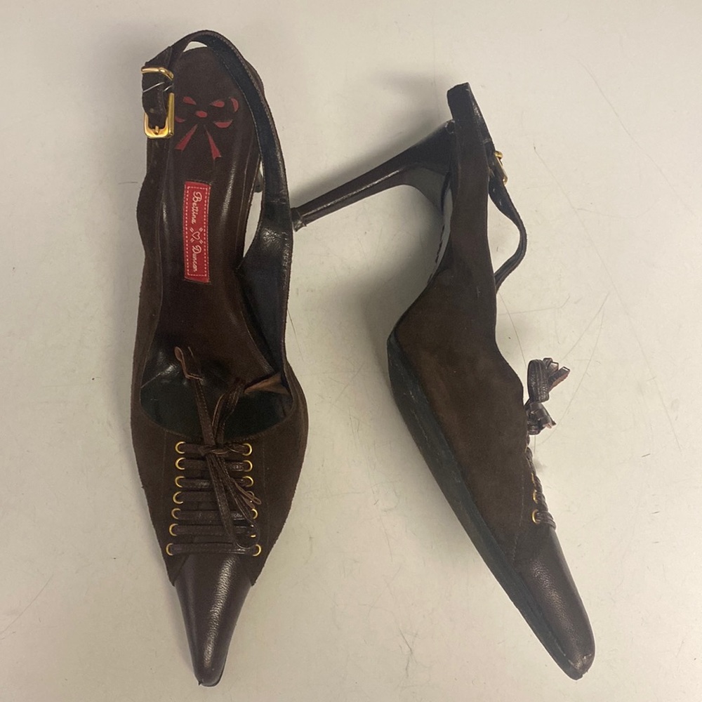 BETTINA DUNCAN Leather Sling Back Heeled Shoes 10